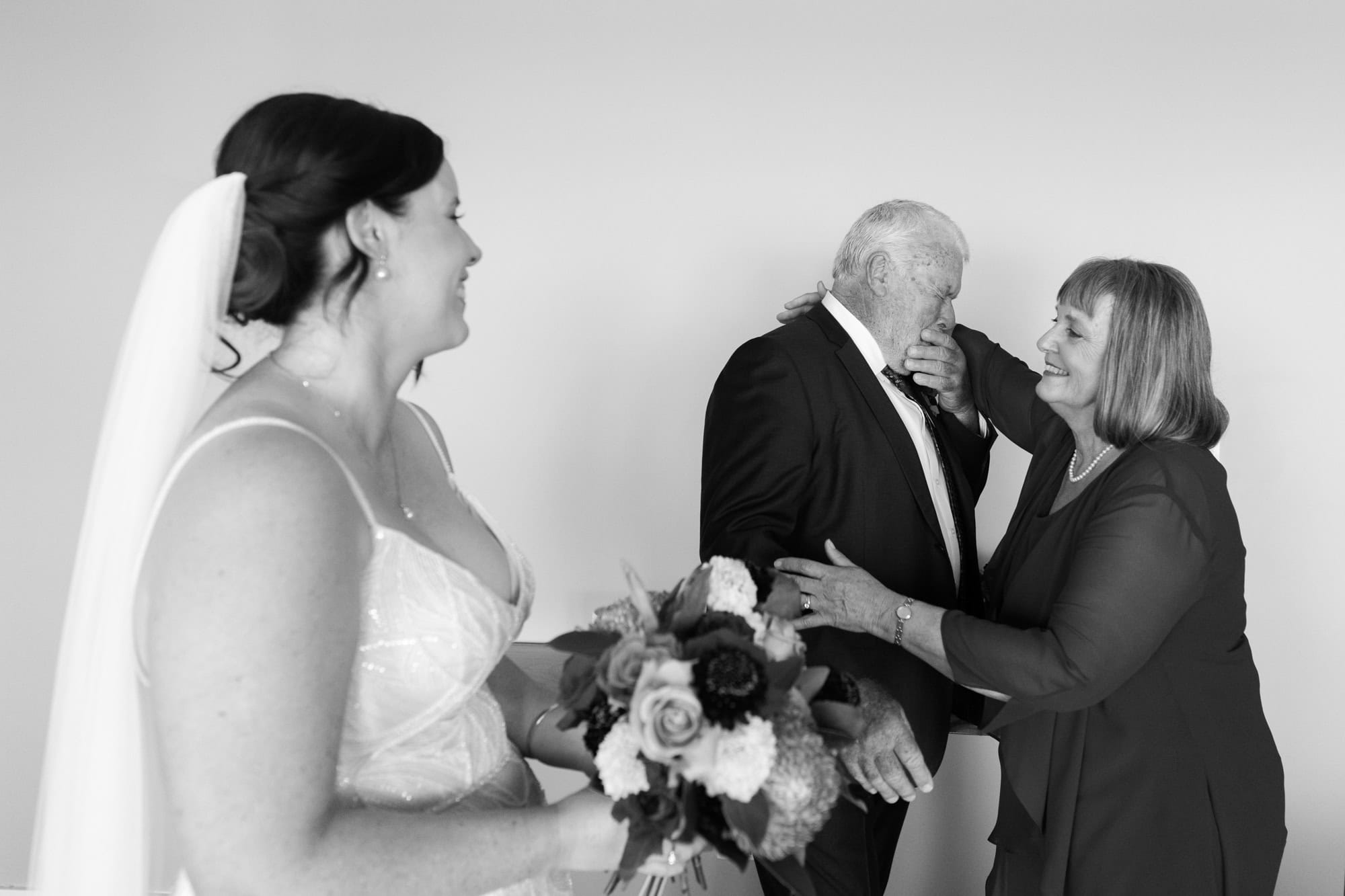 wedding photos Perth dad at wedding crying after seeing his daughter in wedding dress for first time